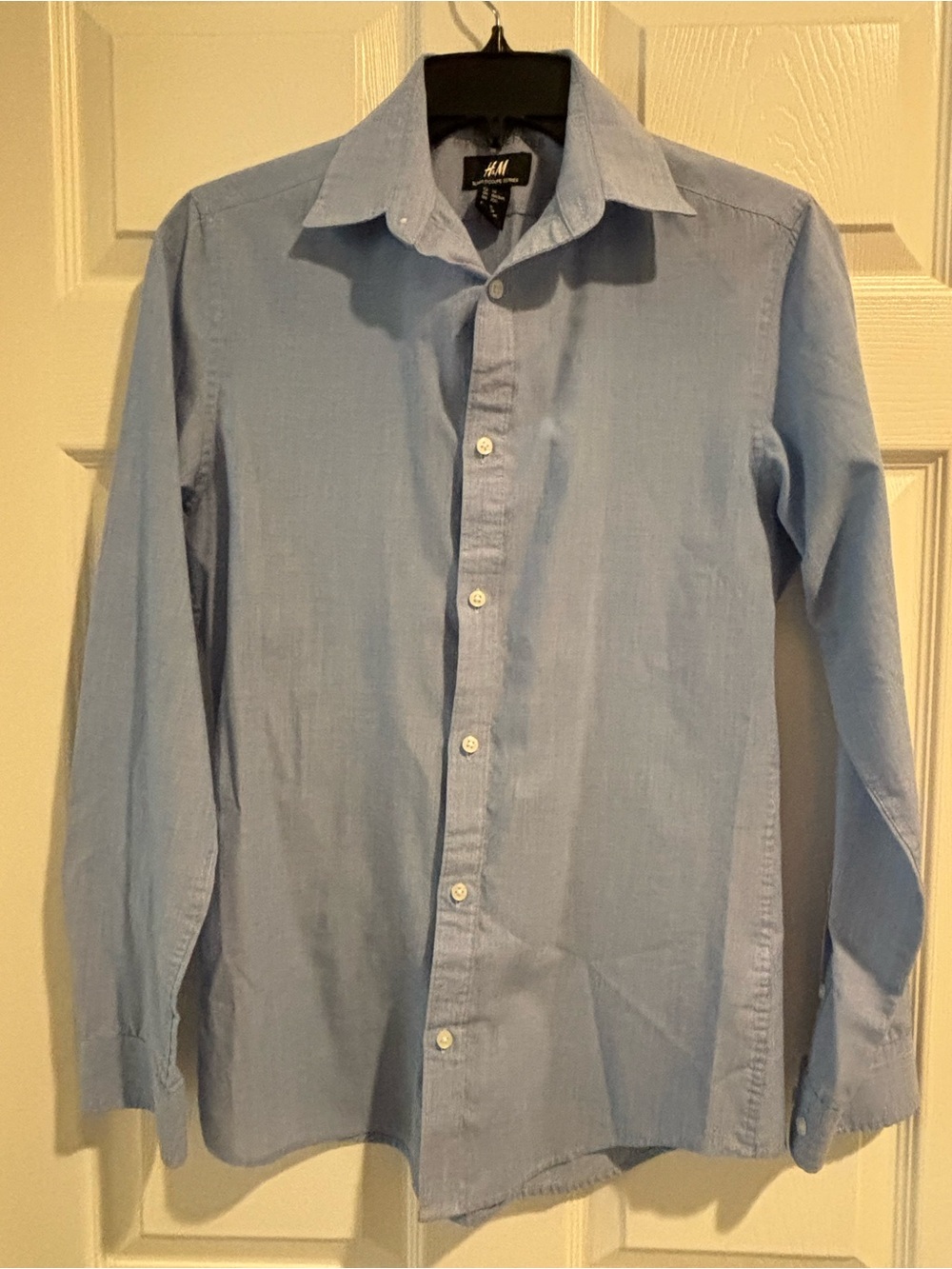 H&M Men's Pale Blue Long Sleeve Button-Down Shirt